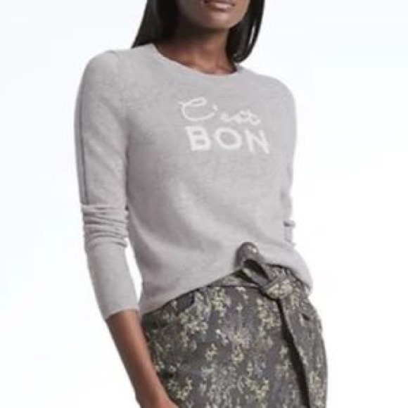 Banana Republic C'est Bon Embroidered Merino Wool Blend Sweater - Picture 6 of 7